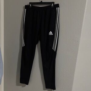 Adidas Black Joggers with White Stripes